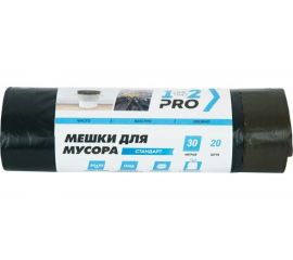 Мешки д/мусора 30 л ПНД 10 мкм 48x55 см 20 шт/рул. черный 1-2-PRO ММН03010-20 