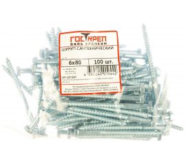 Сантехнический шуруп ГОСКРЕП 6х80 100 шт., пакет 3-0011400 
