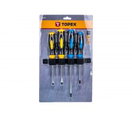 Отвертки (закаленное, намагниченное жало, сталь CrV, двухкомпонентная рукоятка) TOPEX 39D884 