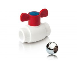 Шаровый кран Blue Ocean (шар - латунный), полипропиленовый для ГВС бабочка - 20 PPRF/BV/PPR/HW-1B(W)-20 