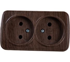 2-местная розетка EKF ОП Минск 10А без заземления, тёмное дерево SQEGR10-102-40 