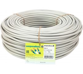 Кабель ЭлПроКабель твёрдый круглый NYM-О 2х1,5 100м ГОСТ 4630017856466 