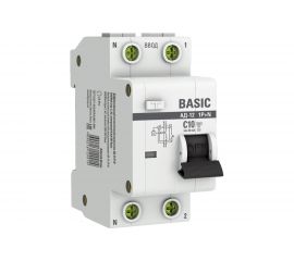 Дифференциальный автомат EKF 1P+N 10А 30мА тип АС, C, электронный 4,5кА АД-12 Basic SQDA12-10-30-bas 