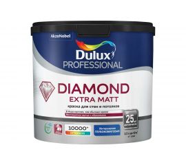 Краска для внутренних работ DULUX PROFESSIONAL DIAMOND EXTRA MATT, глуб/мат, Баз BW 2,5л 5273934 
