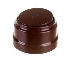 1-клавишный проходной выключатель Bylectrica А610-2261 10А, открытой установки, серия РЕТРО, коричневый, А610-2261 