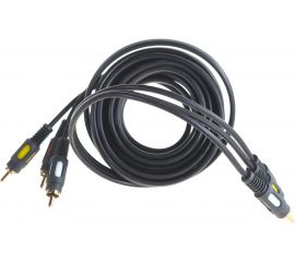Шнур REXANT 3 RCA - 3 RCA, длина 3 метра, черный 17-0214 