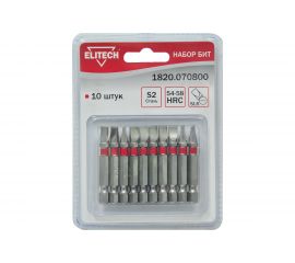 Биты (10 шт; SL6; 50 мм; S2; 54-58 HRC) Elitech 1820.070800 