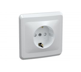 1-местная розетка с защитными шторками IEK ВЕГА РСш10-3-ВБ с заземляющим контактом, 16А, белый ERV14-K01-16-DM 