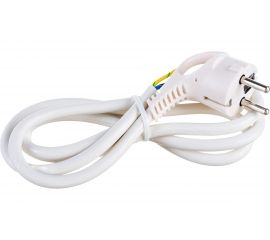 Сетевой шнур с вилкой ЭРА U-3x1,5-1,5m-W с заземлением 1,5м ПВС 3x1,5мм2 белый Б0048704 