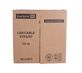 Кабель UTP ExeGate 4 пары, категория 5e, Special CCA, 26AWG, бухта 100м, серый, PVC 281818 
