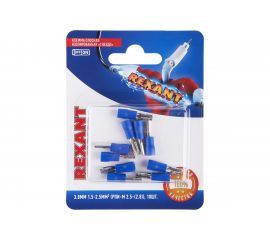 Плоская изолированная клемма REXANT РПи-м 2.5-(2.8) гнездо 3,8 мм 1,5-2,5 мм2 синяя 10 шт 06-0388-A 