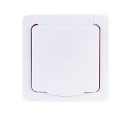 Одноместная розетка IEK с заземляющим контактом, с крышкой, для открытой установки РСб20-3-ГПБб IP54 ERMP12-K01-16-54-EC 