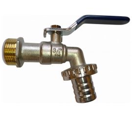 Шаровой кран со штуцером RM 3/4 водоразборный, никелированный ручка VN-BN34 