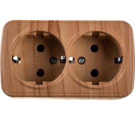 2-местная розетка EKF Минск ОП 16А с заземлением, светлое дерево EGR16-128-30 