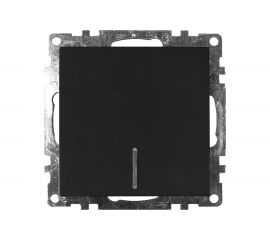 1-клавишный выключатель STEKKER c индикатором механизм, 10А, Катрин, GLS10-7101-05, черный 39605 
