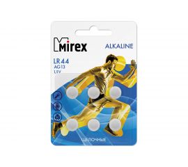 Батарея Mirex, щелочная AG13 / LR44 1,5V 6 шт ecopack 23702-LR44-E6 
