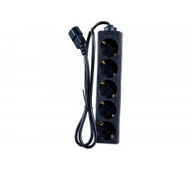 Удлинитель для ИБП ExeGate SPU-5-1.2B 5 евро, с заземлением 1.2м, вилка, C14, UPS, черный 221201 