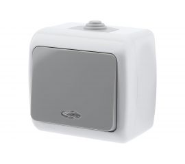 Выключатель Intro Atlantic 5-102-03 с подсветкой 10А-250В IP54 открытой установки серый Б0050941 