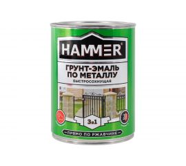 Грунт-эмаль по металлу HAMMER 3в1 б/с зеленая 0,9 кг ЭК000116561 