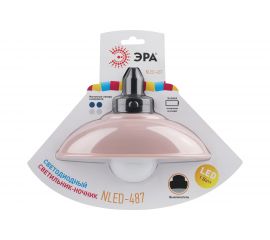Светодиодный ночник-светильник ЭРА NLED-487-1W-SW-P настенный, на батарейках, с выключателем, розовый, Б0051477 