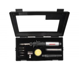 Газовый паяльник с пьезоподжигом REXANT 17 мл, 11 предметов 12-0505 