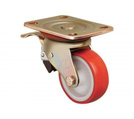 Опора колесная большегрузная поворотная с тормозом (150 мм; 550 кг; полиуретан/нейлон) EMES ED01 ZBP 150F 