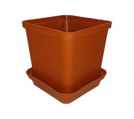 Цветочный горшок ПАО Завод Буревестник квадратный, терракотовый 72381 
