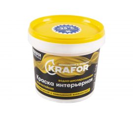 Интерьерная в/д латексная влагостойкая краска Krafor 1.5 кг 42166 