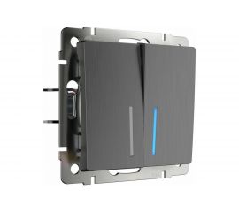 Двухклавишный выключатель Werkel W1120104 с подсветкой (графит рифленый) a050747 