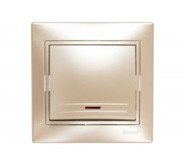 Выключатель Lezard, MIRA, с подсветкой, жемчужно-белый, перламутр со вставкой, 701-3030-111 