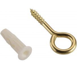 Дюбель ЕВРОПАРТНЕР MULTI 6 + петля-шуруп L25 х d4,1 х d10 латунный, 10 шт. RB2 0154 