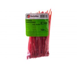 Нейлоновые стяжки FORTISFLEX КСС 4х150 красный 100 штук 49423 