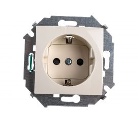 Розетка Simon 2P+E Schuko, со шторками, 16А, 250В, винтовой зажим, слоновая кость 20 1591443-031 