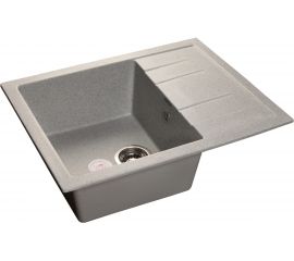 Мойка GRANFEST QUADRO GF-Q-650L мрамор, чаша с крылом, 650х500 мм, серый Q-650 L сер 