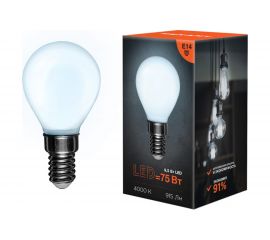 Филаментная лампа REXANT Шарик GL45 9.5 Вт 4000K E14 матовая колба 604-134 