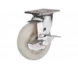 Колесо нейлоновое большегрузное поворотное с панелью и тормозом SCdbn 80 (200 мм; 500 кг; шарикоподшипник) А5 1000234 