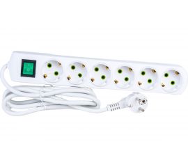 Удлинитель Lezard LETITIA с заземлением 6 входа 3 метра с выключателем 721-0603-602 