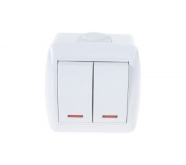 Двойной выключатель Lezard NATA с подсветкой, белый 710-0200-112 