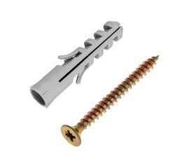 Набор для крепления ВИРТУОЗ дюбель 6х30, шуруп 4х35 потайная головка, желтый цинк, 18 шт. 00170 