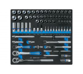 Набор торцевых головок 1/4"" и 3/8"" с принадлежностями KING TONY ложемент, 75 предметов 9-5575MRV02 