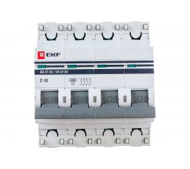 Автоматический выключатель EKF PROxima ВА 47-63, 4P, 40А, 4,5kA, SQ mcb4763-4-40D-pro 