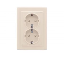 Розетка EKF Минск СП 2-местная, с заземлением, с защитной шторкой, 16А, бежевый ERR16-128-200 
