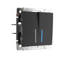 Выключатель WERKEL двухклавишный с подсветкой черный матовый W1120108 a051619 