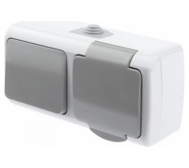 Блок розетка с выключателем Intro Atlantic 5-701-03 открытой установки IP54 серый Б0050947 