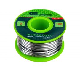 Припой с канифолью на пластмассовой катушке POS61 (2 мм; 100 г) СИБРТЕХ 913387 