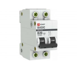 Автоматический выключатель EKF 2P 20А B 4,5кА ВА 47-29 Basic SQmcb4729-2-20-B 