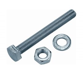 Болт Tech-Krep DIN933 с шестигранной головкой, оцинкованный М12х90 + гайка + шайба 2 шт - пакет 136927 