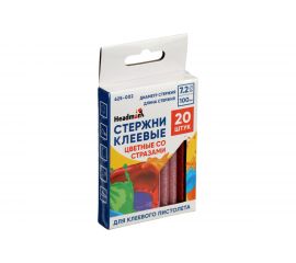 Стержни клеевые в блистере (20 шт; 7.2x100 мм; цветные с блестками) HEADMAN 625-002 
