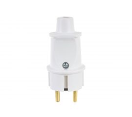 Вилка Пан Электрик без заземления, 16А, 250В, прямой вывод, проводника ABS-пластик, белая 24201 7 