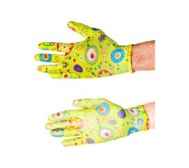 Садовые перчатки Grinda прозрачное PU покрытие, 13 класс вязки, зеленые, размер M 11290-M 